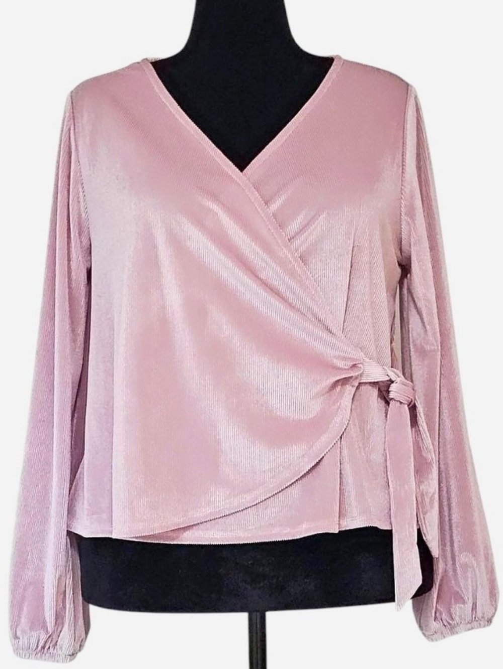 LANE BRYANT Women's Soft Pink Long-Sleeved Wrap Blouse. Size 14/16